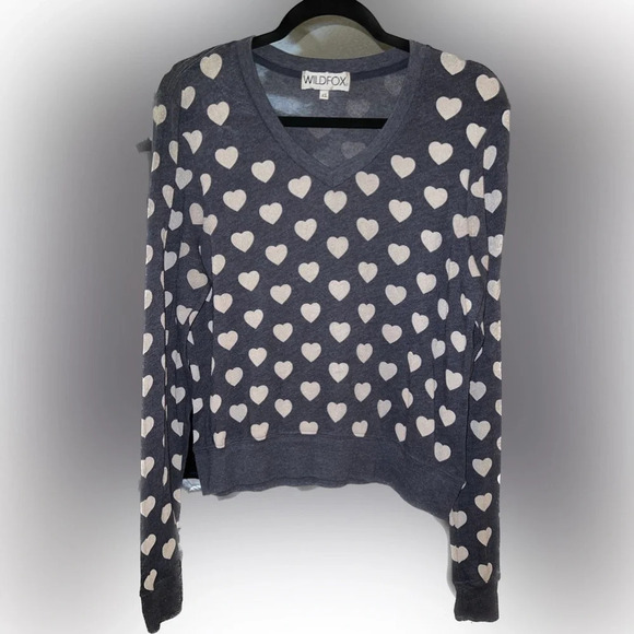 Wildfox Little Hearts V-neck Sweater - Picture 2 of 4
